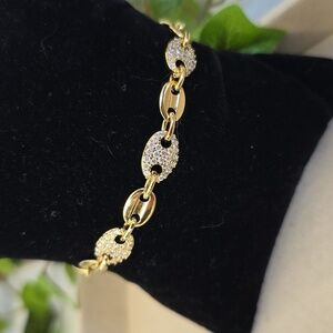 Gold Filled Mariners Link Cubic Zirconia Bracelet